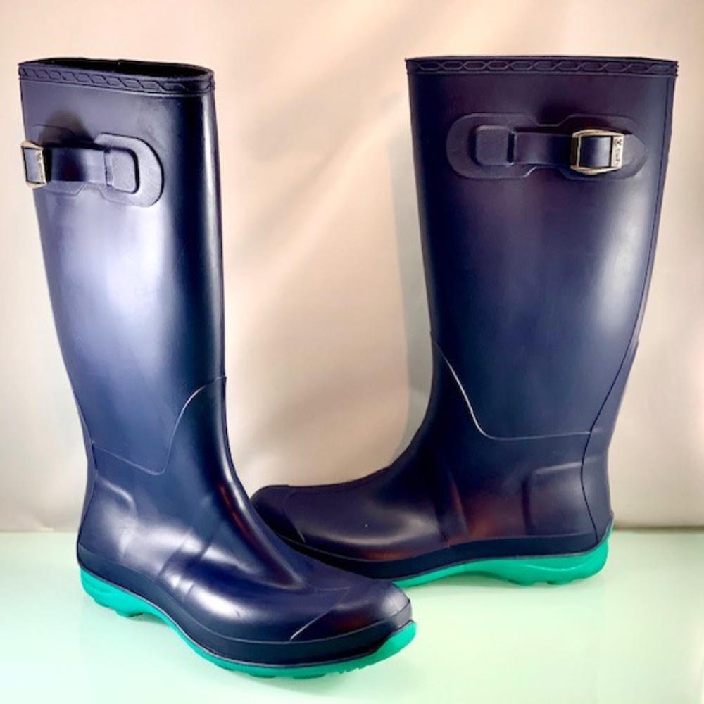 Kamik Rain Boots Size 8 Navy Blue and Teal